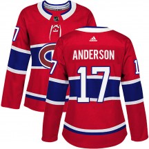 Women's Adidas Montreal Canadiens Josh Anderson Red Home Jersey - Authentic