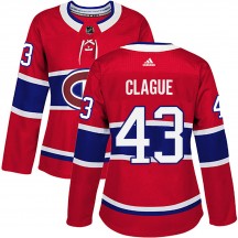 Women's Adidas Montreal Canadiens Kale Clague Red Home Jersey - Authentic