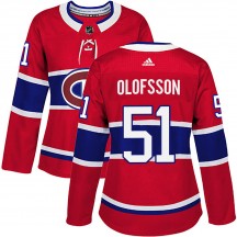 Women's Adidas Montreal Canadiens Gustav Olofsson Red ized Home Jersey - Authentic