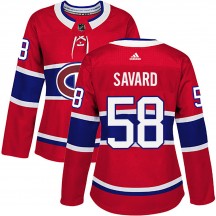 Women's Adidas Montreal Canadiens David Savard Red Home Jersey - Authentic