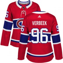 Women's Adidas Montreal Canadiens Hayden Verbeek Red Home Jersey - Authentic