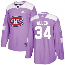 Youth Adidas Montreal Canadiens Jake Allen Purple Fights Cancer Practice Jersey - Authentic