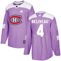 Youth Adidas Montreal Canadiens Jean Beliveau Purple Fights Cancer Practice Jersey - Authentic