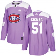 Youth Adidas Montreal Canadiens Brandon Gignac Purple Fights Cancer Practice Jersey - Authentic