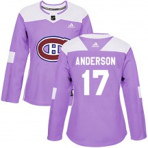 Women's Adidas Montreal Canadiens Josh Anderson Purple Fights Cancer Practice Jersey - Authentic