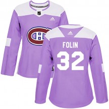 Women's Adidas Montreal Canadiens Christian Folin Purple Fights Cancer Practice Jersey - Authentic