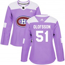 Women's Adidas Montreal Canadiens Gustav Olofsson Purple ized Fights Cancer Practice Jersey - Authentic