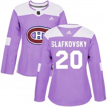 Women's Adidas Montreal Canadiens Juraj Slafkovsky Purple Fights Cancer Practice Jersey - Authentic