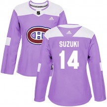 Women's Adidas Montreal Canadiens Nick Suzuki Purple Fights Cancer Practice Jersey - Authentic