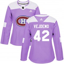 Women's Adidas Montreal Canadiens Lukas Vejdemo Purple Fights Cancer Practice Jersey - Authentic