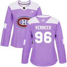 Women's Adidas Montreal Canadiens Hayden Verbeek Purple Fights Cancer Practice Jersey - Authentic