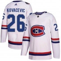Men's Adidas Montreal Canadiens Johnathan Kovacevic White 2017 100 Classic Jersey - Authentic