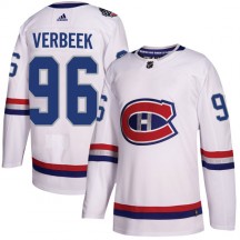 Men's Adidas Montreal Canadiens Hayden Verbeek White 2017 100 Classic Jersey - Authentic