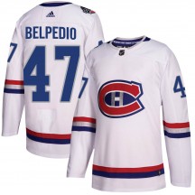 Youth Adidas Montreal Canadiens Louie Belpedio White 2017 100 Classic Jersey - Authentic