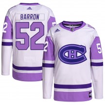 Youth Adidas Montreal Canadiens Justin Barron White/Purple Hockey Fights Cancer Primegreen Jersey - Authentic