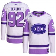 Youth Adidas Montreal Canadiens Nicolas Beaudin White/Purple Hockey Fights Cancer Primegreen Jersey - Authentic
