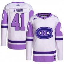 Youth Adidas Montreal Canadiens Paul Byron White/Purple Hockey Fights Cancer Primegreen Jersey - Authentic