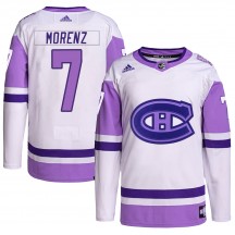Youth Adidas Montreal Canadiens Howie Morenz White/Purple Hockey Fights Cancer Primegreen Jersey - Authentic
