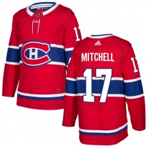 Men's Adidas Montreal Canadiens Torrey Mitchell Red Home Jersey - Authentic