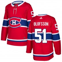 Men's Adidas Montreal Canadiens Gustav Olofsson Red ized Home Jersey - Authentic
