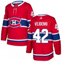 Men's Adidas Montreal Canadiens Lukas Vejdemo Red Home Jersey - Authentic