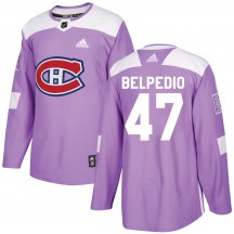 Men's Adidas Montreal Canadiens Louie Belpedio Purple Fights Cancer Practice Jersey - Authentic