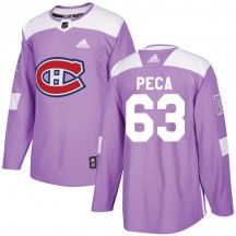Men's Adidas Montreal Canadiens Matthew Peca Purple Fights Cancer Practice Jersey - Authentic