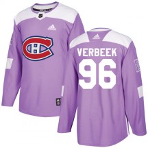 Men's Adidas Montreal Canadiens Hayden Verbeek Purple Fights Cancer Practice Jersey - Authentic