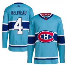 Men's Adidas Montreal Canadiens Jean Beliveau Light Blue Reverse Retro 2.0 Jersey - Authentic