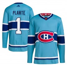 Men's Adidas Montreal Canadiens Jacques Plante Light Blue Reverse Retro 2.0 Jersey - Authentic