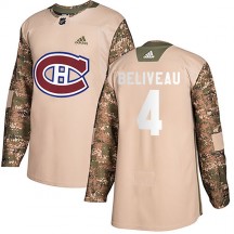 Youth Adidas Montreal Canadiens Jean Beliveau Camo Veterans Day Practice Jersey - Authentic