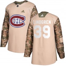 Youth Adidas Montreal Canadiens Charlie Lindgren Camo Veterans Day Practice Jersey - Authentic