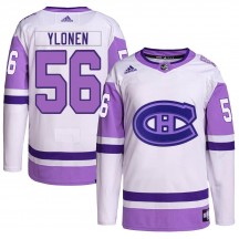 Men's Adidas Montreal Canadiens Jesse Ylonen White/Purple Hockey Fights Cancer Primegreen Jersey - Authentic