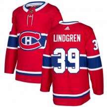 Men's Adidas Montreal Canadiens Charlie Lindgren Red Home Jersey - Premier
