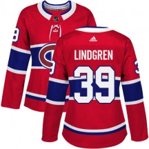 Women's Adidas Montreal Canadiens Charlie Lindgren Red Home Jersey - Authentic