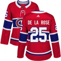 Women's Adidas Montreal Canadiens Jacob de la Rose Red Home Jersey - Authentic