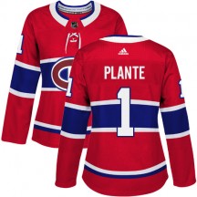 Women's Adidas Montreal Canadiens Jacques Plante Red Home Jersey - Authentic