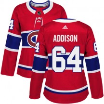 Women's Adidas Montreal Canadiens Jeremiah Addison Red Home Jersey - Authentic