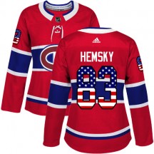 Women's Adidas Montreal Canadiens Ales Hemsky Red USA Flag Fashion Jersey - Authentic