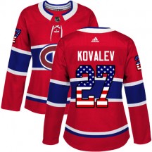 Women's Adidas Montreal Canadiens Alexei Kovalev Red USA Flag Fashion Jersey - Authentic