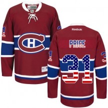 Men's Reebok Montreal Canadiens Carey Price Red USA Flag Fashion Jersey - Authentic