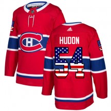 Men's Adidas Montreal Canadiens Charles Hudon Red USA Flag Fashion Jersey - Authentic