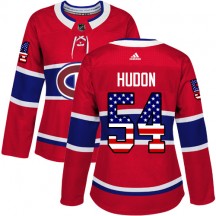 Women's Adidas Montreal Canadiens Charles Hudon Red USA Flag Fashion Jersey - Authentic