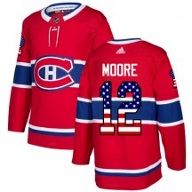 Men's Adidas Montreal Canadiens Dickie Moore Red USA Flag Fashion Jersey - Authentic