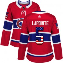 Women's Adidas Montreal Canadiens Guy Lapointe Red USA Flag Fashion Jersey - Authentic