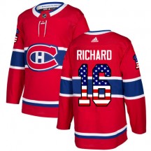 Men's Adidas Montreal Canadiens Henri Richard Red USA Flag Fashion Jersey - Authentic