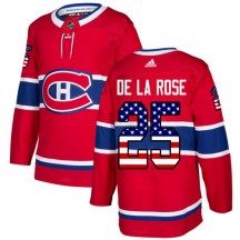 Men's Adidas Montreal Canadiens Jacob de la Rose Red USA Flag Fashion Jersey - Authentic
