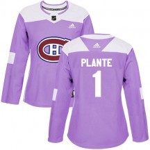 Women's Adidas Montreal Canadiens Jacques Plante Purple Fights Cancer Practice Jersey - Authentic