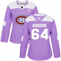 Women's Adidas Montreal Canadiens Jeremiah Addison Purple Fights Cancer Practice Jersey - Authentic
