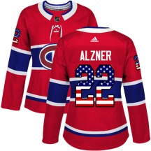 Women's Adidas Montreal Canadiens Karl Alzner Red USA Flag Fashion Jersey - Authentic